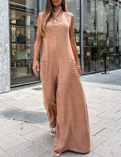 Andria - Stilfuld Jumpsuit Med Stående Krave