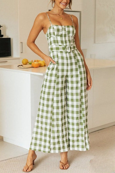 Plaid Jumpsuits med brede ben