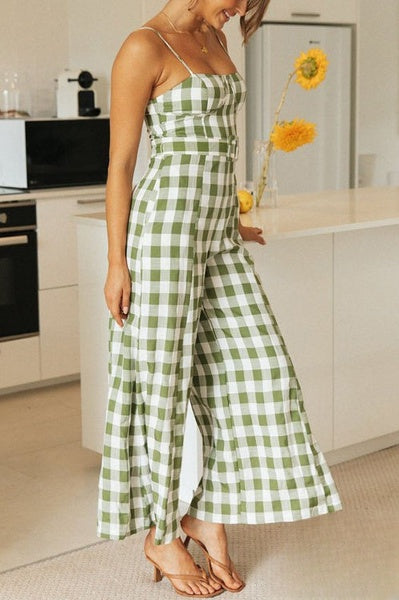 Plaid Jumpsuits med brede ben